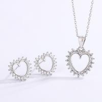 925 Sterling Silver Jewelry Sets, Stud Earring & necklace, with 1.18inch extender chain, fashion jewelry & different styles for choice & micro pave cubic zirconia & for woman, nickel, lead & cadmium free, Length:Approx 16.53 Inch, Sold By Set