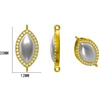 Connecteur Evil Eye, laiton, Mauvais œil, Placage de couleur d'or, bijoux de mode & DIY & pavé de micro zircon & émail, deux couleurs différentes, 20x15mm, Vendu par PC
