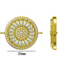 Evil Eye Connector, Brass, gold color plated, fashion jewelry & DIY & micro pave cubic zirconia, multi-colored, 15mm, Sold By PC