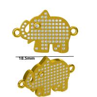 Cubique Pendentif en laiton zircon pavent, éléphant, Placage de couleur d'or, bijoux de mode & DIY & pavé de micro zircon, doré, 20x15mm, Vendu par PC