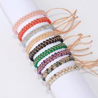 Gemstone Bracelets with Wax Cord handmade Double Layer & Adjustable & Unisex Length Approx 5.91-11.81 Inch Sold By PC