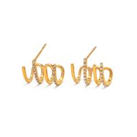 Stainless Steel Stud Earrings, 304 Stainless Steel, 18K gold plated, fashion jewelry & for woman & with rhinestone, golden, 13.90x10.20mm, Sold By Pair