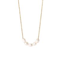 Stainless Steel Jewelry Necklace, 304 Stainless Steel, with Freshwater Pearl, with 1.97inch extender chain, 18K gold plated, fashion jewelry & for woman, golden, 4.90mm, Sold Per Approx 15.75 Inch Strand