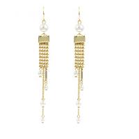 Fashion Fringe Earrings, Brass, with Freshwater Pearl, gold color plated, fashion jewelry & for woman, golden, nickel, lead & cadmium free, 92mm, Sold By Pair