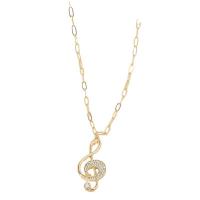 Tibetan Style Jewelry Necklace, Music Note, fashion jewelry & for woman & with rhinestone, golden, nickel, lead & cadmium free, Sold Per Approx 17.72 Inch Strand