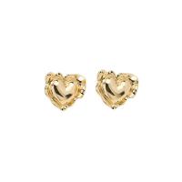 Zinc Alloy Stud Earring Heart gold color plated fashion jewelry & for woman golden nickel lead & cadmium free Sold By Pair