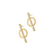 Zinc Alloy Stud Earring fashion jewelry & for woman & with rhinestone golden nickel lead & cadmium free Sold By Pair