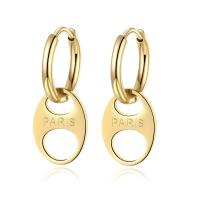 Titanium Steel  Earring, Vacuum Ion Plating, fashion jewelry & for woman, golden, 24.80x9.80mm, Sold By Pair