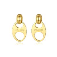 Titanium Steel  Earring, Vacuum Ion Plating, fashion jewelry & for woman, golden, 18.20x9.80mm, Sold By Pair