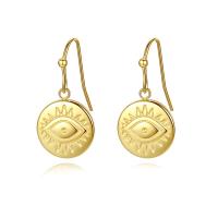 Evil Eye Earrings, Titanium Steel, Vacuum Ion Plating, fashion jewelry & for woman, golden, 12.10x12.10mm, Sold By Pair