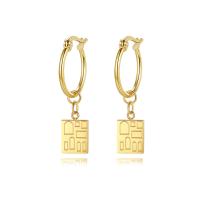 Titanium Steel  Earring, Vacuum Ion Plating, fashion jewelry & for woman, golden, 33.50x7.80mm, Sold By Pair