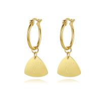 Boucle d'oreille Acier Titane, bijoux de mode & pour femme, doré, 31.50x13.30mm, Vendu par paire