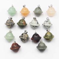 Gemstone Vedhæng Smykker, Natursten, med 304 rustfrit stål, du kan DIY & forskellige materialer til valg, flere farver til valg, 18x16mm, Solgt af PC