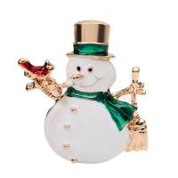 Christmas Brooches Zinc Alloy Santa Claus gold color plated fashion jewelry & enamel & with rhinestone white 45mm Sold By PC
