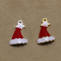 Tibetan Style Enamel Pendants, Christmas Hat, plated, DIY, more colors for choice, 27x18x5mm, Sold By PC