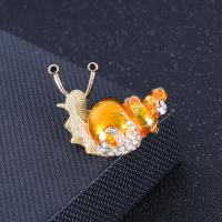 Zinc Alloy Brooches Snail gold color plated enamel & with rhinestone gold Sold By PC
