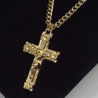Tibetan Style Jewelry Necklace, Cross, gold color plated, fashion jewelry & Unisex, 60x35mm, Length:Approx 66 cm, Sold By PC