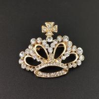 Tibetan Style Brooches, Crown, gold color plated, fashion jewelry & with rhinestone, 42x36mm, Sold By PC
