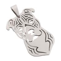 Stainless Steel Animal Pendants, 304 Stainless Steel, Dog, plated, DIY, silver color, 30.50x20x1.50mm, Hole:Approx 3.5mm, Sold By PC