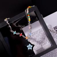 Titanstahl Halskette, mit Glasperlen & Harz & Zinklegierung, mit Verlängerungskettchen von 6cm, plattiert, Modeschmuck & für Frau, frei von Nickel, Blei & Kadmium, Länge:ca. 40 cm, verkauft von PC