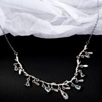 Zinklegierung Schmuck Halskette, mit Glasstein, mit Verlängerungskettchen von 5cm, plattiert, Modeschmuck & für Frau, frei von Nickel, Blei & Kadmium, Länge:ca. 45 cm, verkauft von PC