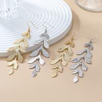 Zinc Alloy Drop Earrings Leaf plated fashion jewelry & for woman nickel lead & cadmium free Sold By Pair