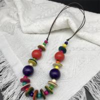 Wood Necklace, fashion jewelry & folk style & for woman, multi-colored, Length:Approx 56-82 cm, Sold By PC