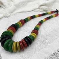 Holz Halskette, Vintage & Modeschmuck & für Frau, farbenfroh, Länge:62 cm, verkauft von PC