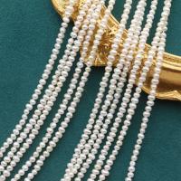 Naturalne perły słodkowodne perełki luźne, Perła naturalna słodkowodna, Płaskie koło, DIY, biały, diameter about 2.5-3mm, sprzedawane na około 38 cm Strand