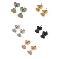 Roestvrij staal Stud Earrings, 304 roestvrij staal, Hart, mode sieraden & voor vrouw, meer kleuren voor de keuze, 5x5mm, 100pC's/Bag, Verkocht door Bag