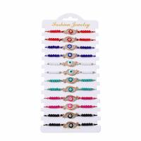 Evil Eye Jewelry Bracelet Zinc Alloy with Knot Cord & Paper & Crystal gold color plated Adjustable & fashion jewelry & Unisex & enamel & with rhinestone mixed colors nickel lead & cadmium free Length Approx 18 cm Sold By Set
