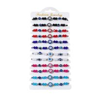 Evil Eye Jewelry Bracelet, Tibetan Style, with Knot Cord & Paper & Crystal & Resin, Flat Round, silver color plated, Adjustable & fashion jewelry & Unisex & enamel, mixed colors, nickel, lead & cadmium free, Length:Approx 18 cm, 12PCs/Set, Sold By Set