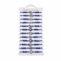 Evil Eye Jewelry Bracelet, Tibetan Style, with Knot Cord & Paper & Resin, silver color plated, Adjustable & fashion jewelry & Unisex & enamel & with rhinestone, mixed colors, nickel, lead & cadmium free, 6mm, Length:Approx 18 cm, 12PCs/Set, Sold By Set