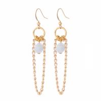Natural Gemstone Earrings with Brass & 304 Stainless Steel gold color plated fashion jewelry & for woman white The earring length is about 15-80mm Sold By Pair