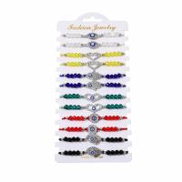 Evil Eye Jewelry Bracelet, Tibetan Style, with Knot Cord & Paper & Crystal, silver color plated, Adjustable & fashion jewelry & Unisex & enamel & with rhinestone, mixed colors, nickel, lead & cadmium free, Length:Approx 18 cm, 12PCs/Set, Sold By Set
