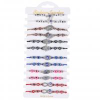 Evil Eye Jewelry Bracelet, Tibetan Style, with Knot Cord & Paper & Resin, silver color plated, Adjustable & fashion jewelry & for woman & enamel & with rhinestone, mixed colors, nickel, lead & cadmium free, Length:Approx 18 cm, 12PCs/Set, Sold By Set