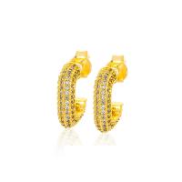 Cubic Zirconia Micro Pave Brass Earring, fashion jewelry & micro pave cubic zirconia & for woman, more colors for choice, nickel, lead & cadmium free, 7x14mm, Sold By Pair