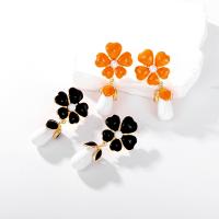 Zinc Alloy Drop Earrings Flower KC gold color plated fashion jewelry & for woman & enamel nickel lead & cadmium free Sold By Pair