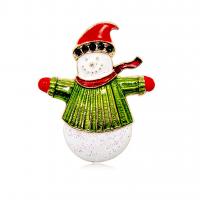 Christmas Brooches, Tibetan Style, Snowman, KC gold color plated, Christmas Design & for woman & enamel & with rhinestone, nickel, lead & cadmium free, 36x44mm, Sold By PC