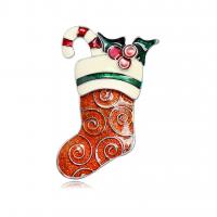 Christmas Brooches Zinc Alloy Christmas Sock platinum color plated Christmas Design & Unisex & enamel nickel lead & cadmium free Sold By PC