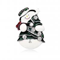 Christmas Brooches, Tibetan Style, Snowman, antique silver color plated, Christmas Design & Unisex & enamel & with rhinestone, nickel, lead & cadmium free, 40x56mm, Sold By PC