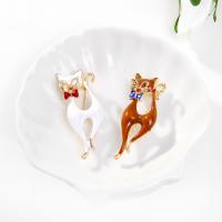 Zinc Alloy Brooches Cat for woman & enamel & with rhinestone nickel lead & cadmium free Sold By PC
