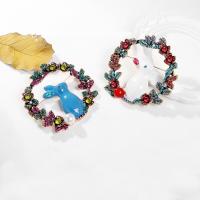 Christmas Brooches Zinc Alloy with Plastic Pearl Rabbit for woman & enamel & with rhinestone nickel lead & cadmium free Sold By PC