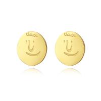Titanium Steel  Earring, Vacuum Ion Plating, fashion jewelry & for woman, golden, 11.40x9.70mm, Sold By Pair