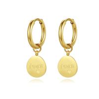 Titanium Steel  Earring, Vacuum Ion Plating, fashion jewelry & for woman, golden, 26.60x9.20mm, Sold By Pair