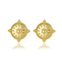 Titanium Steel  Earring, Vacuum Ion Plating, fashion jewelry & for woman, golden, 15.90x15.90mm, Sold By Pair