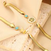 Bijoux bracelet en acier inoxydable, Acier inoxydable 304, avec turquoise, avec 1.57inch chaînes de rallonge, Placage, bijoux de mode & styles différents pour le choix & pour femme, doré, Vendu par Environ 5.9 pouce brin
