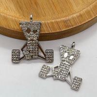 Zinc Alloy Rhinestone Pendants silver color plated DIY & with rhinestone Sold By PC