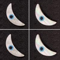 Perles de bijoux mode Evil Eye, coquille, lune, DIY & émail, blanc, 6x14mm, Vendu par PC