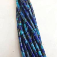 Perles bijoux en pierres gemmes, Jaspe d'impression, pilier, DIY, bleu, 4x13mm, Vendu par Environ 38 cm brin